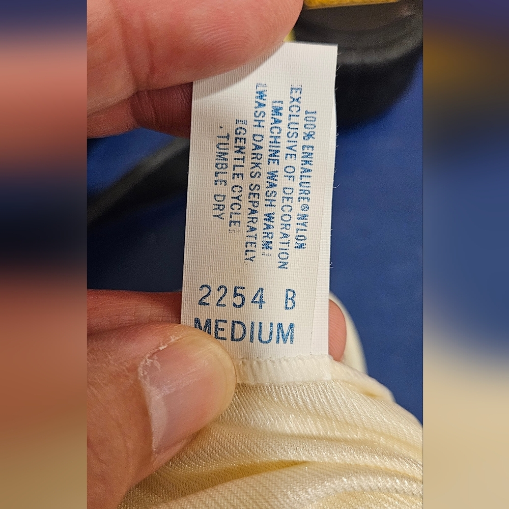 Vintage JCPenney Ivory Nylon Nightgown Lace Smocked Long Sleeve M - Picture 6 of 10